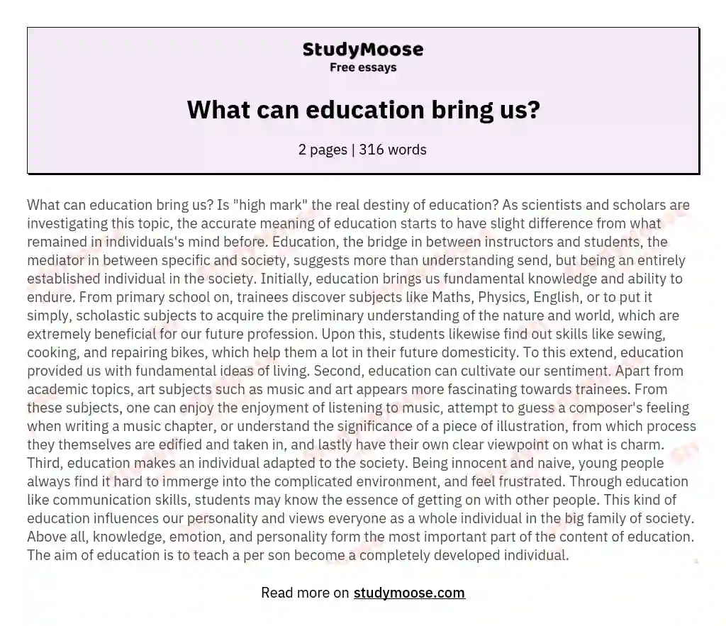 What can education bring us? essay