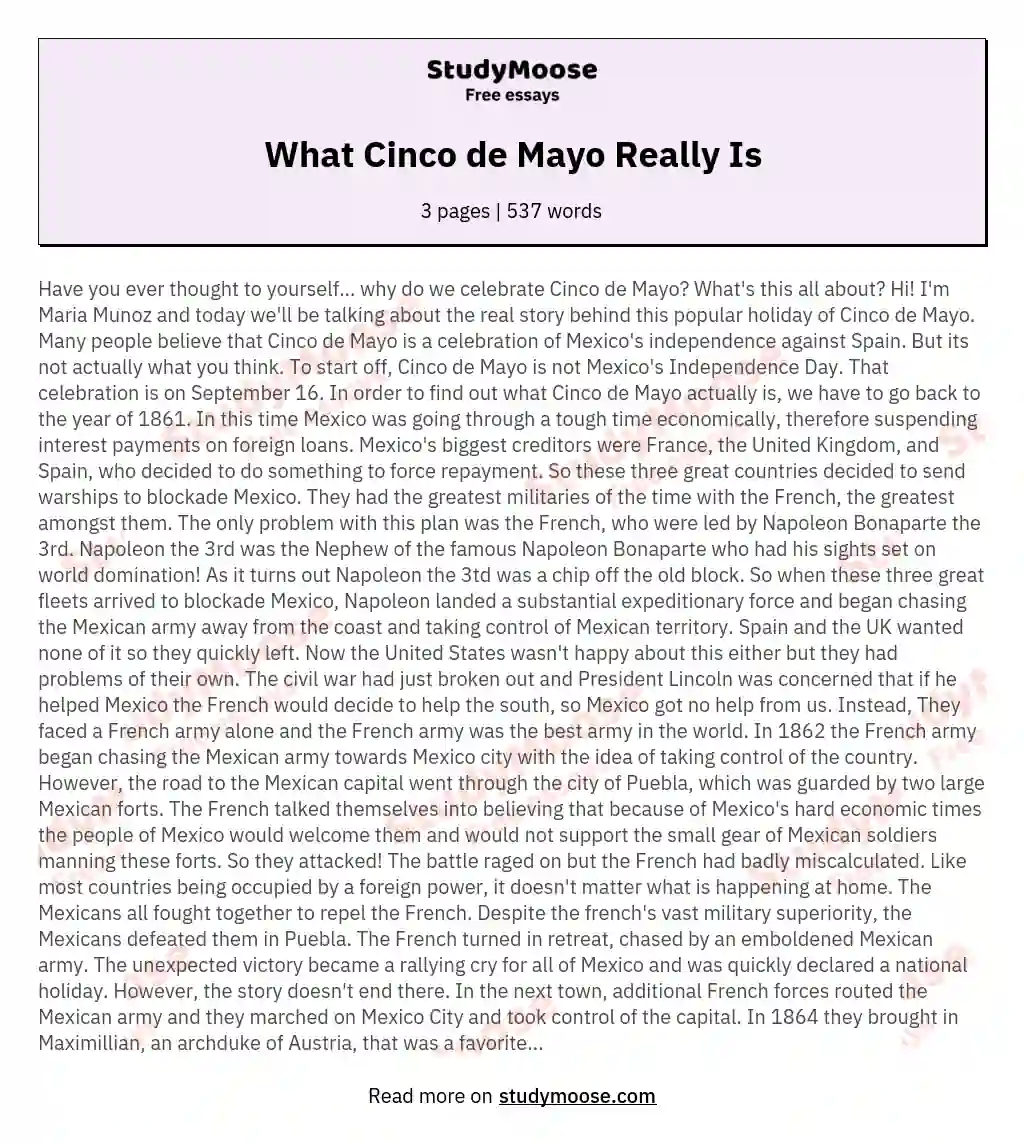 What Cinco de Mayo Really Is essay