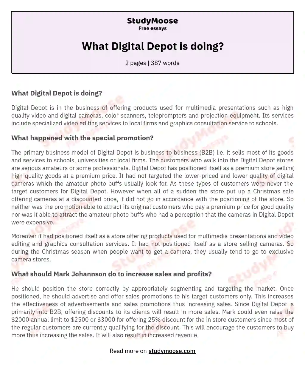 What Digital Depot is doing?