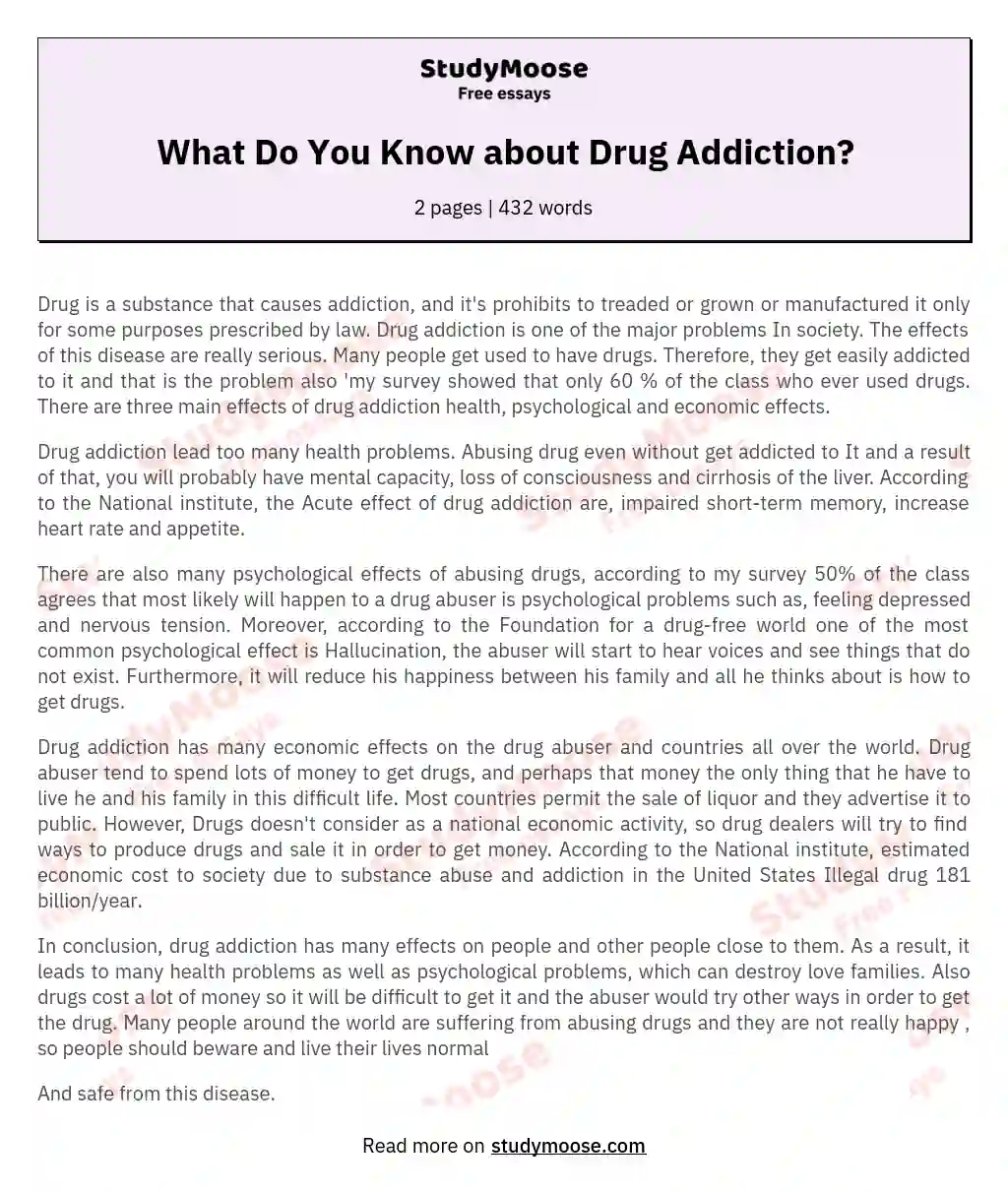 What Do You Know about Drug Addiction? essay