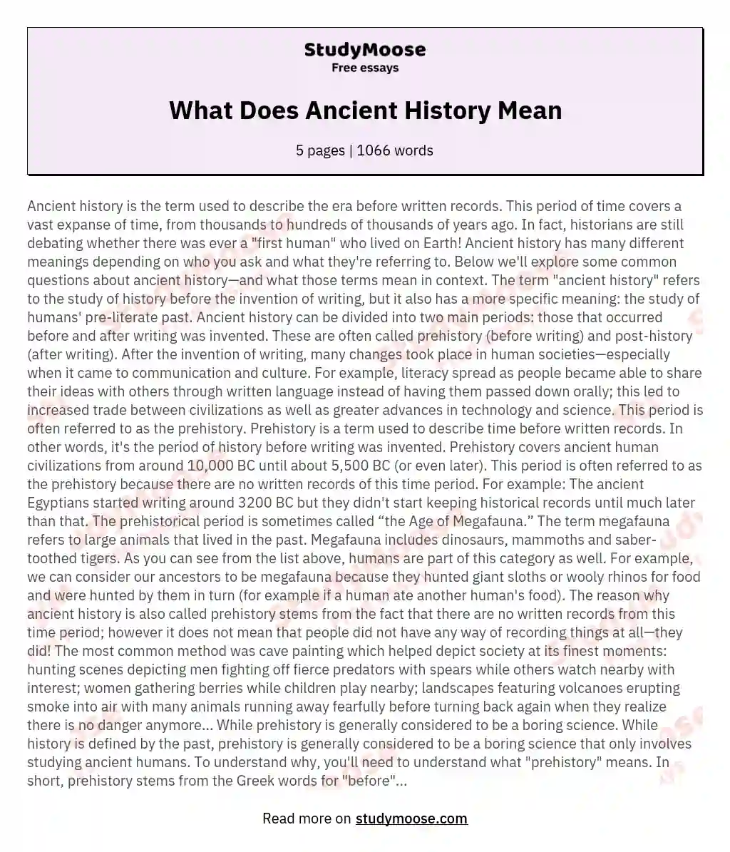 What Does Ancient History Mean essay