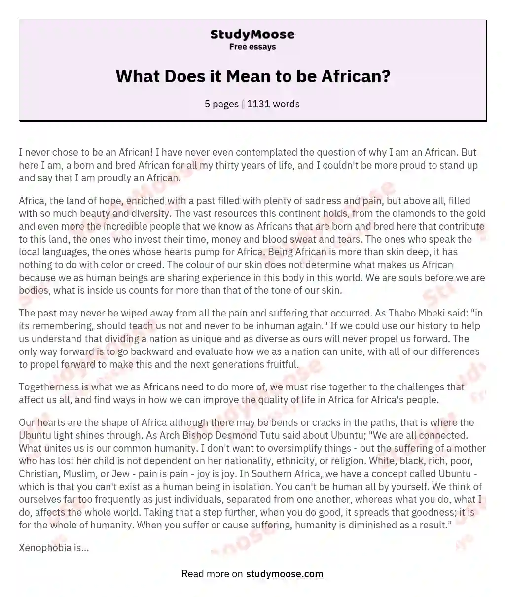 What Does it Mean to be African? essay