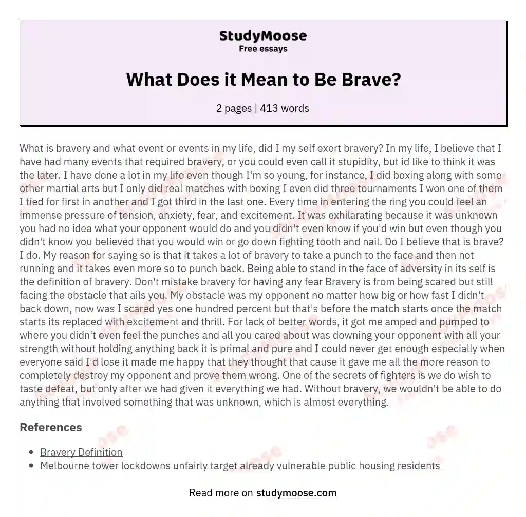 definition essay about bravery