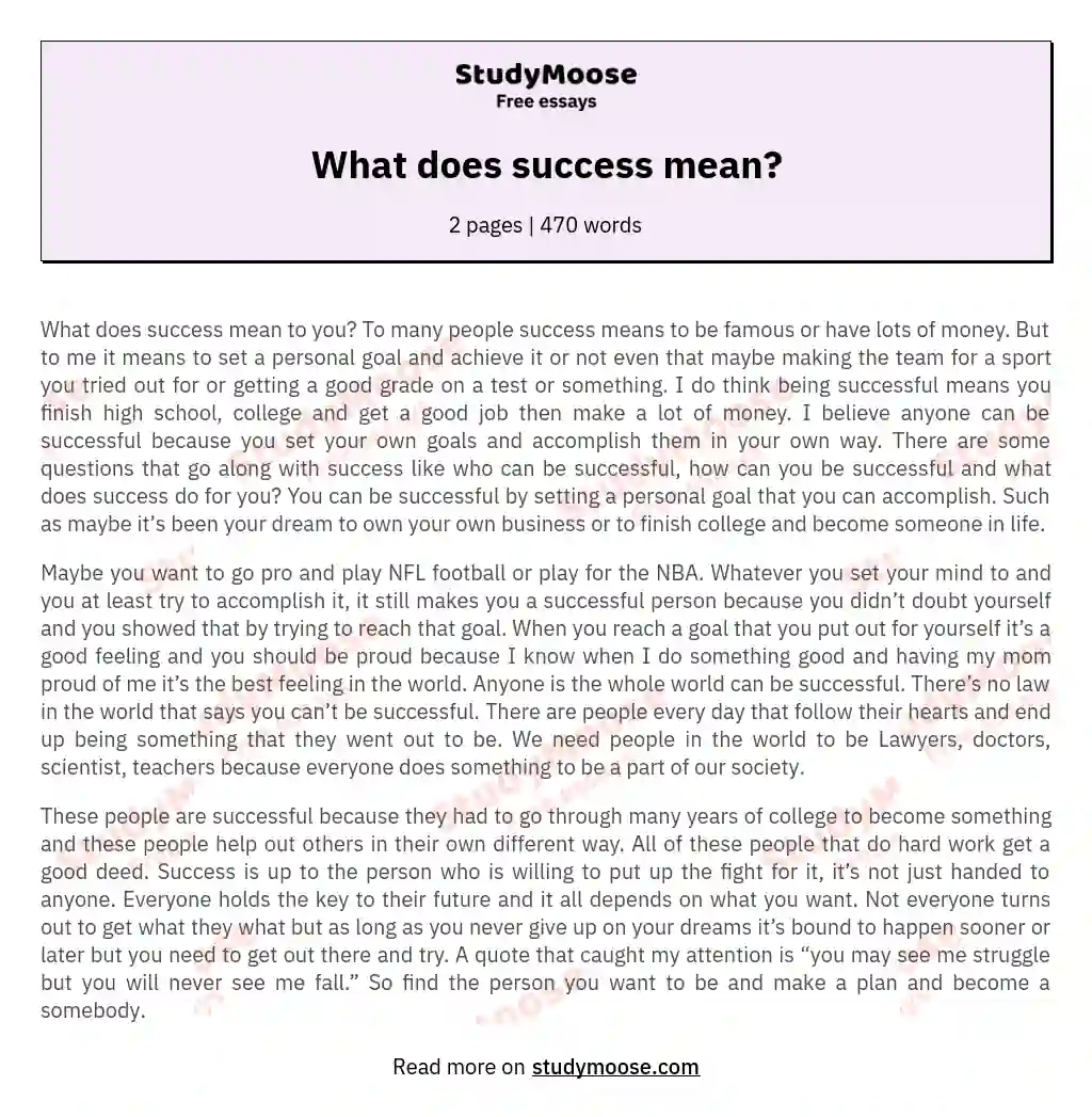 What does success mean? essay