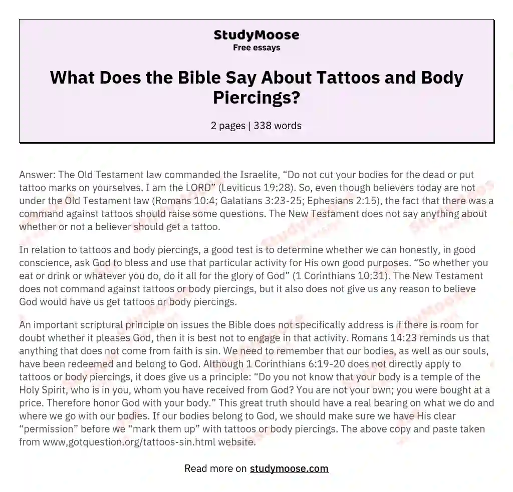 What Does the Bible Say About Tattoos and Body Piercings?