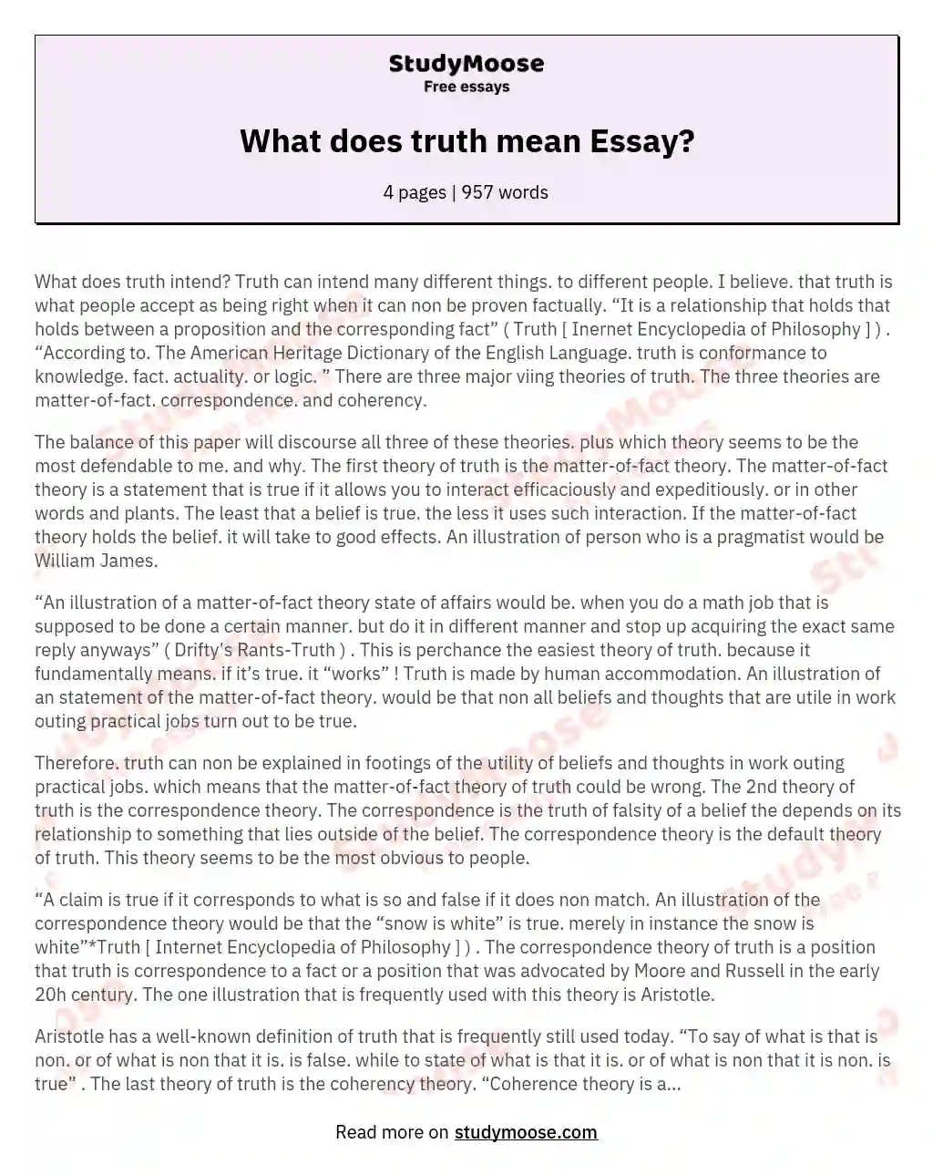 universal truth essay examples