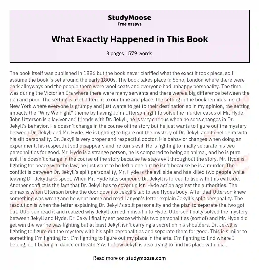 What Exactly Happened in This Book essay