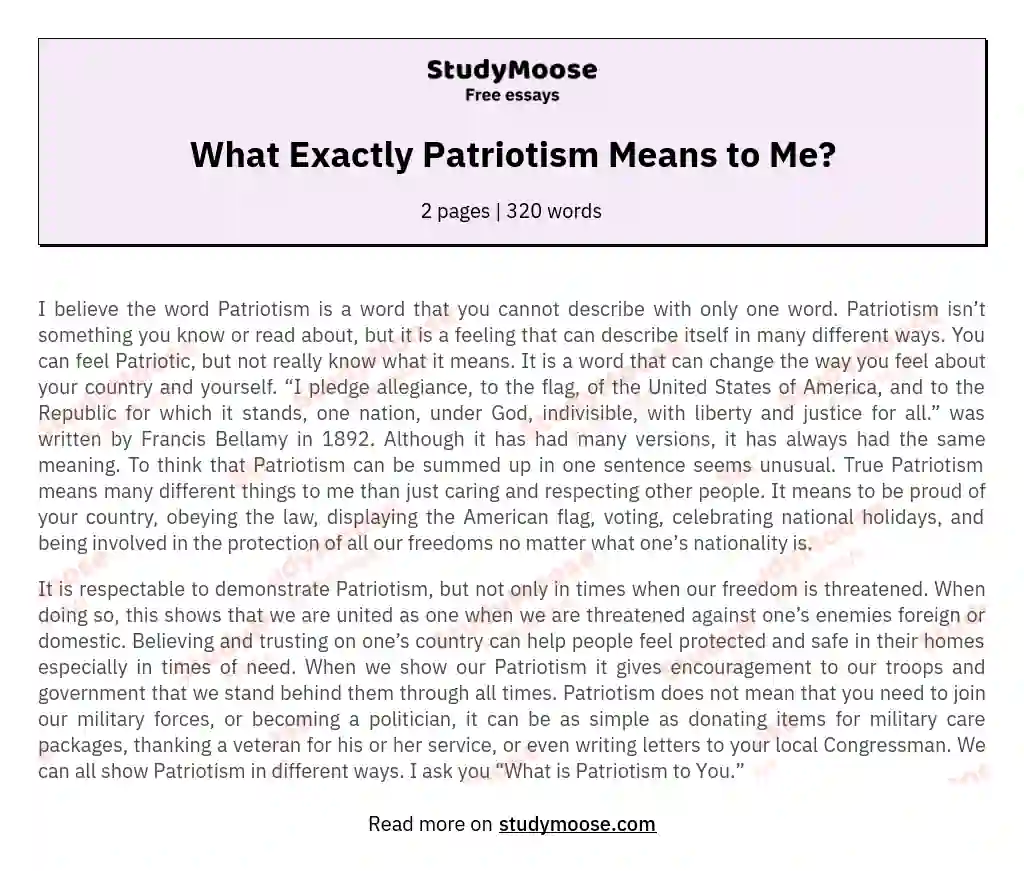 essay patriotism mean