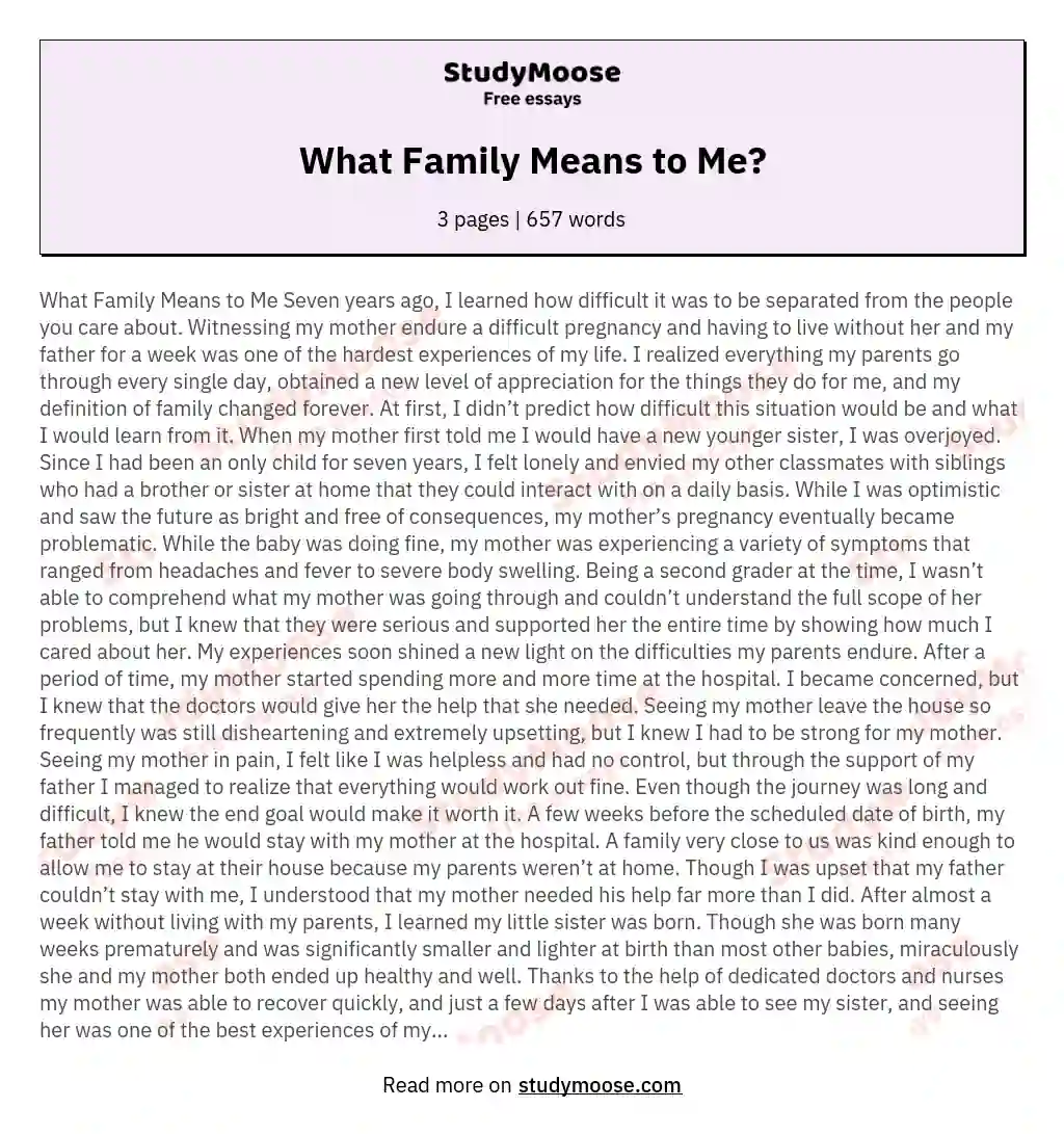 what does family mean to me essay