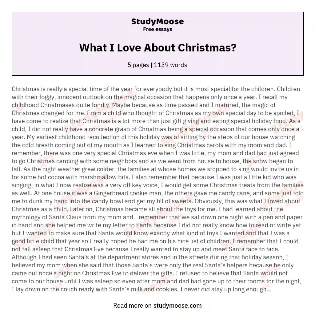 What I Love About Christmas? essay