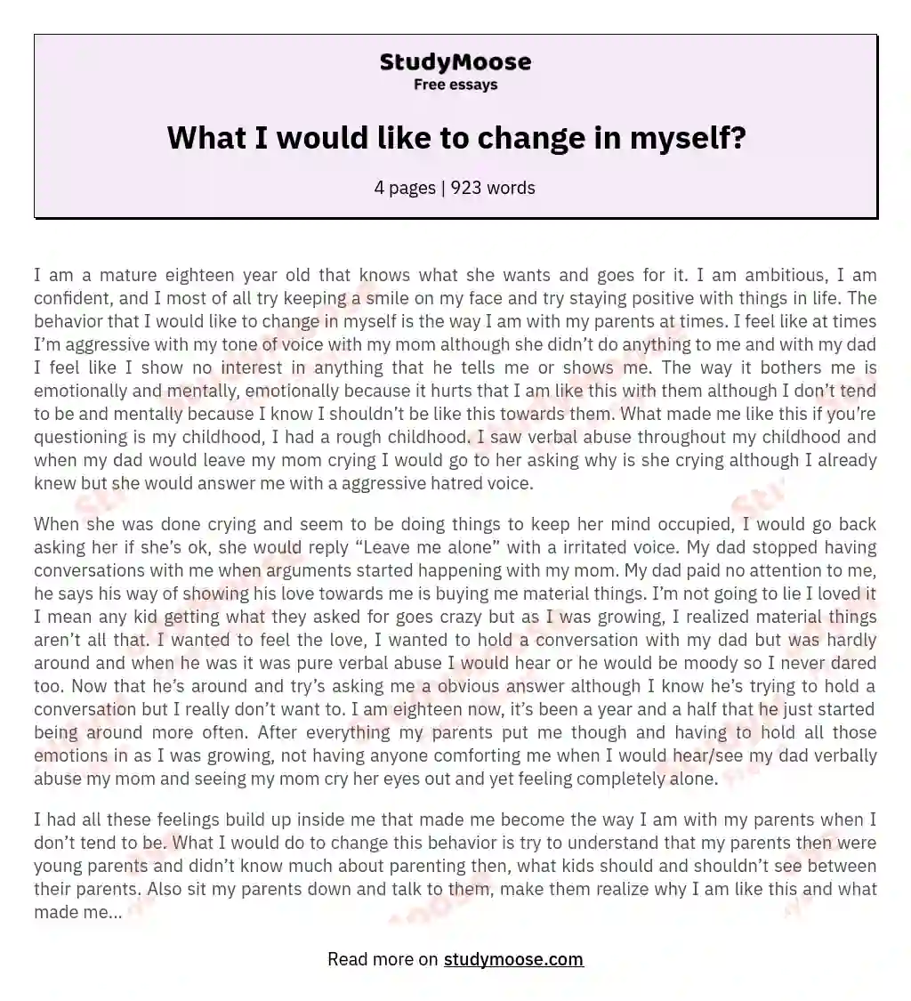 What I would like to change in myself? essay