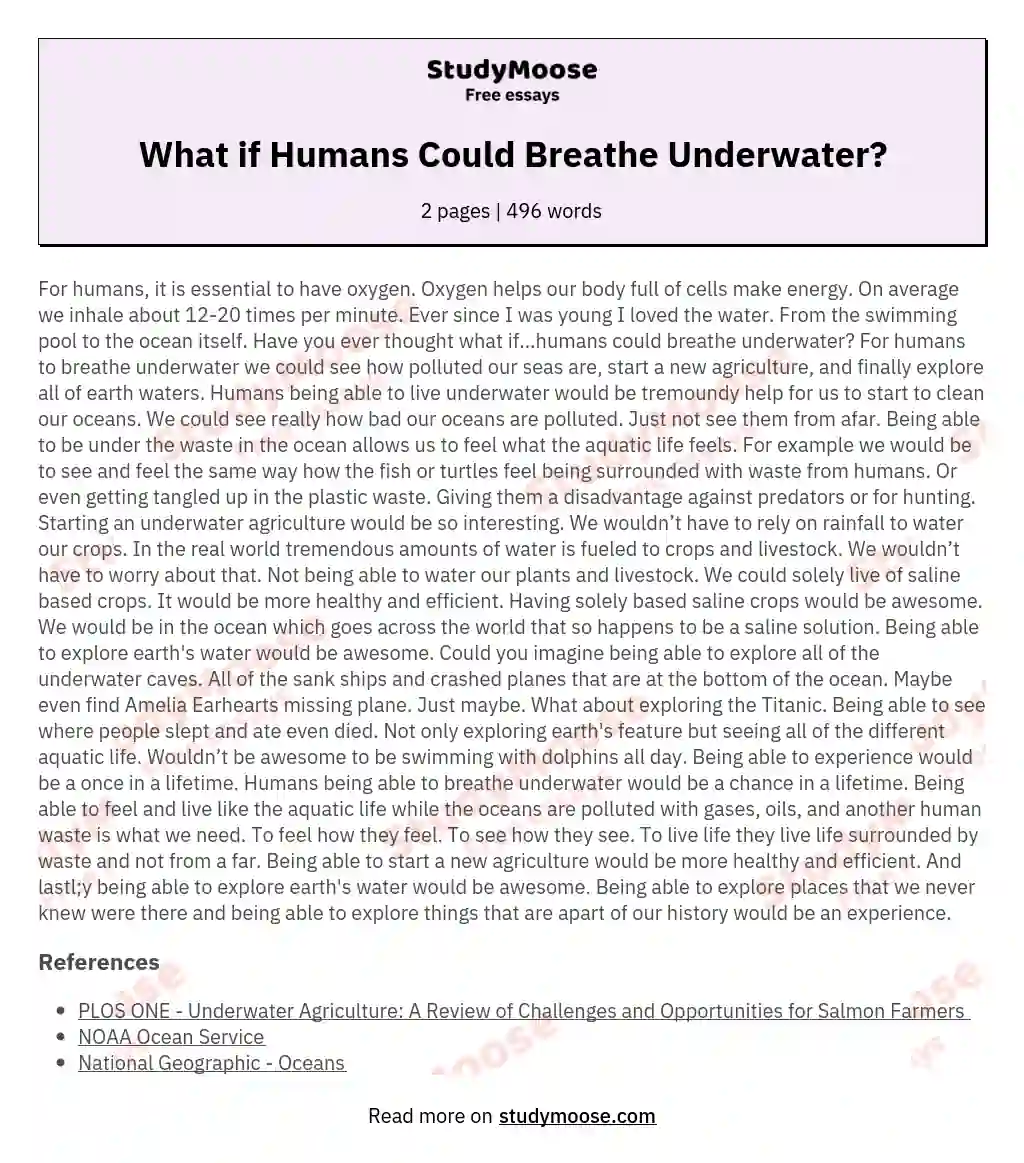 What if Humans Could Breathe Underwater?