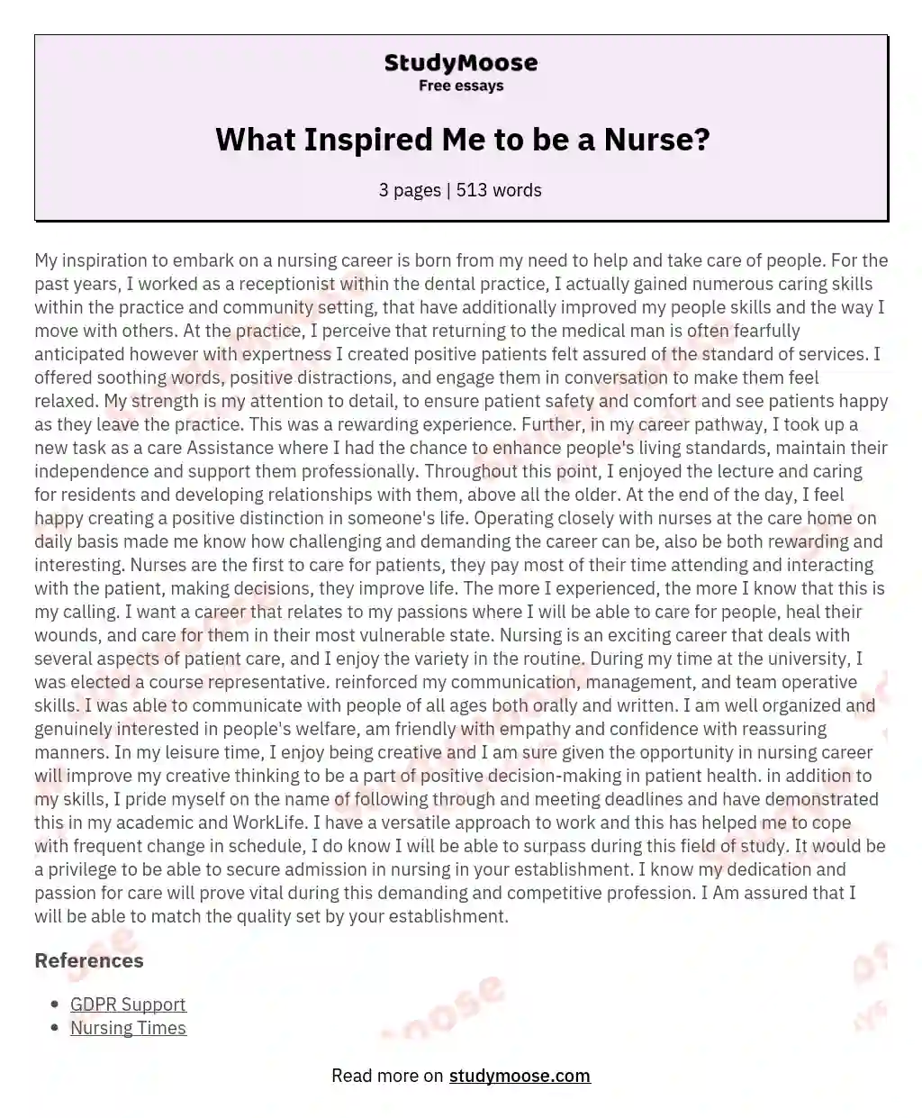 english essay nurse