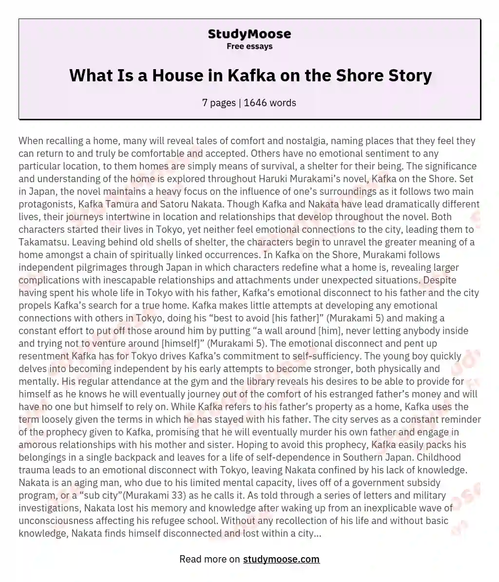 What Is a House in Kafka on the Shore Story essay