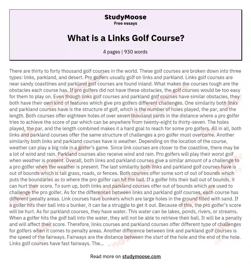 What is a Links Golf Course? essay