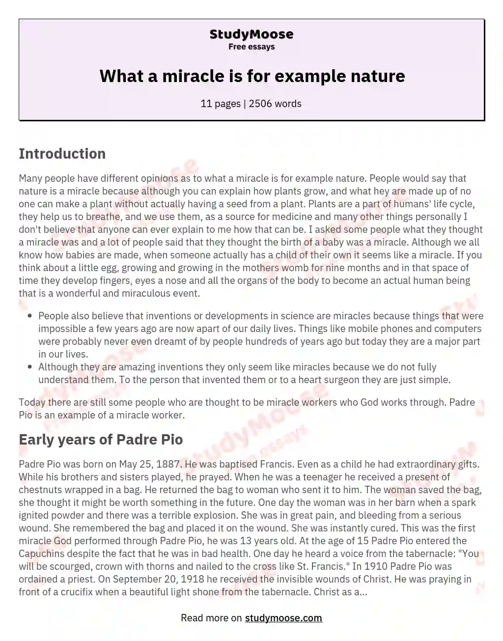 What a miracle is for example nature essay