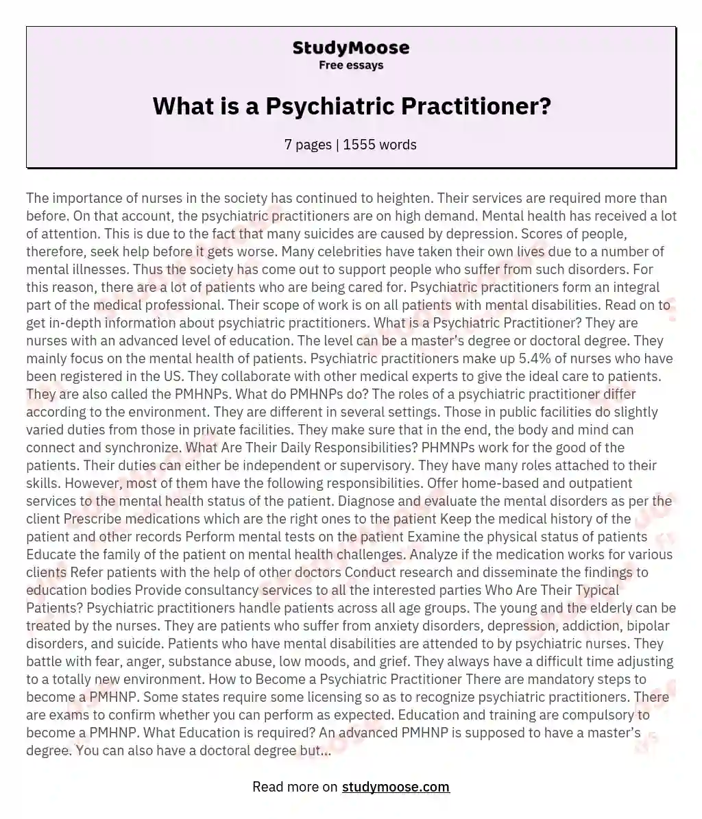 What is a Psychiatric Practitioner?
