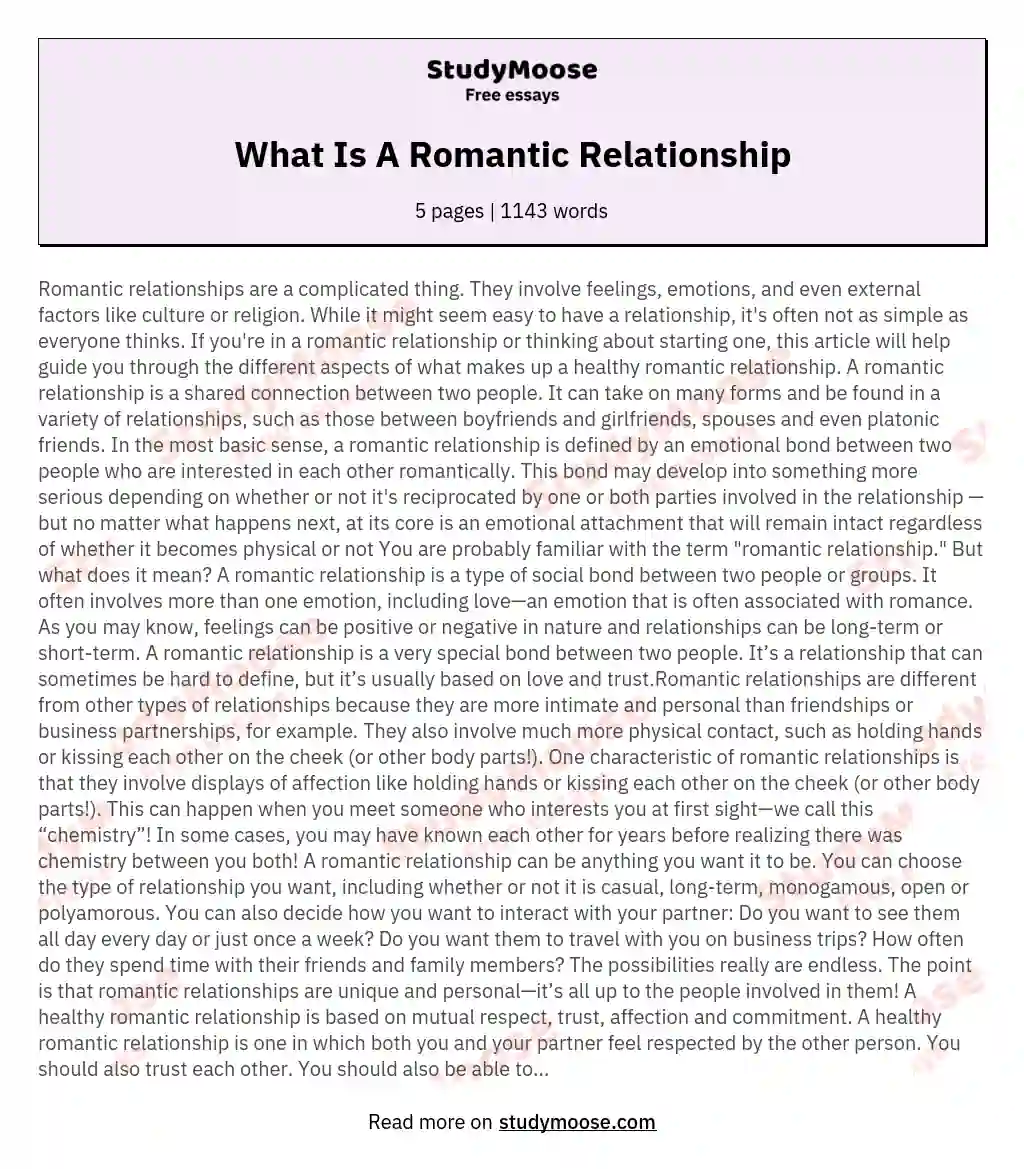 What Is A Romantic Relationship essay