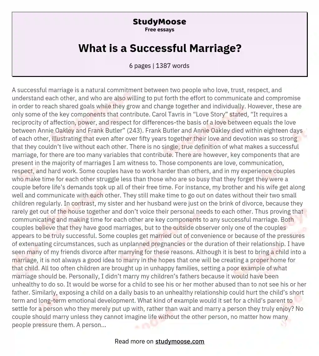 What is a Successful Marriage? essay