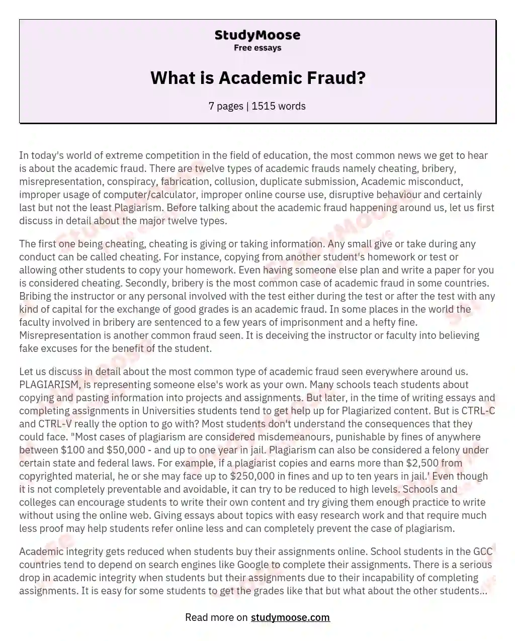 What is Academic Fraud? essay