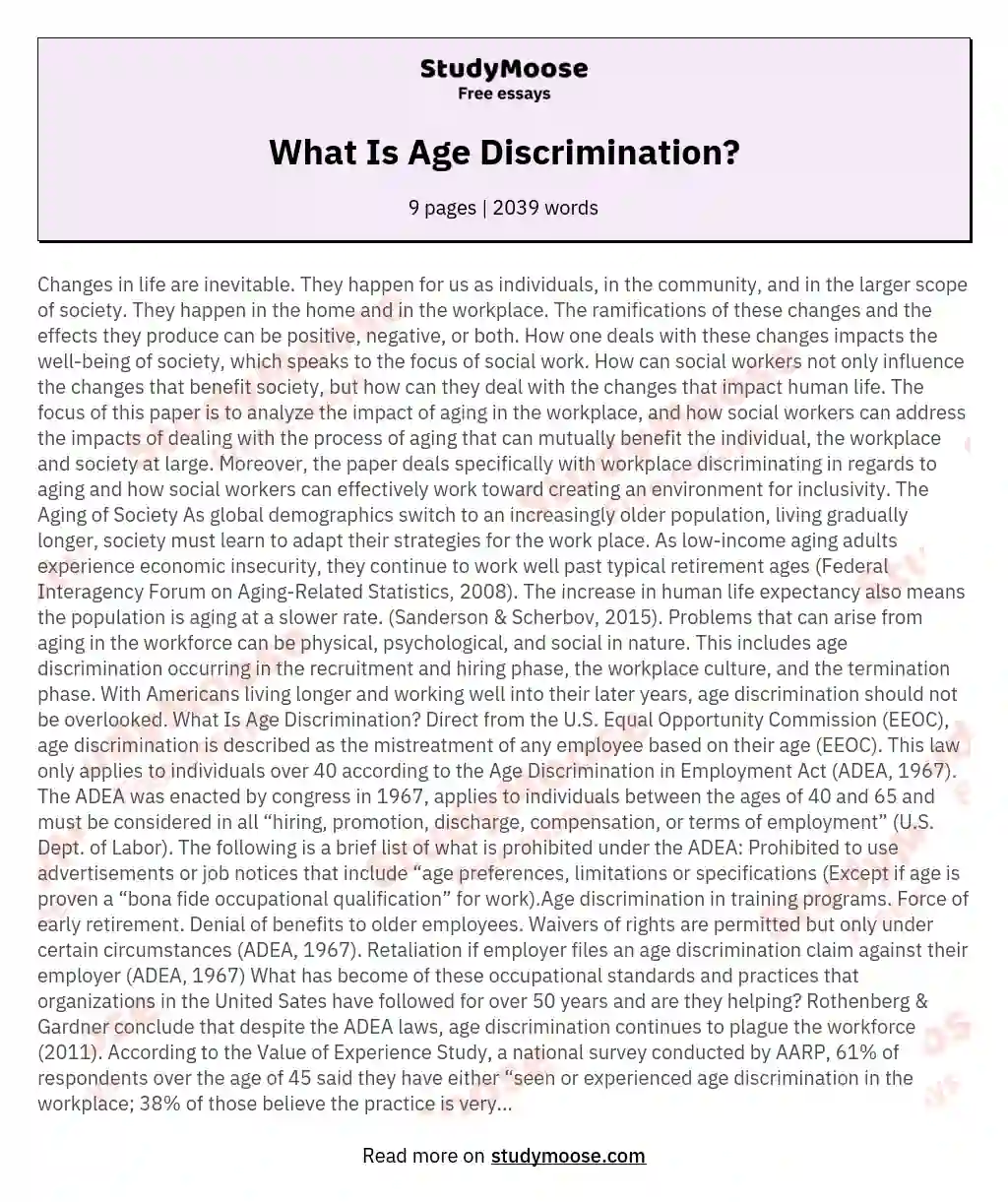 What Is Age Discrimination? essay