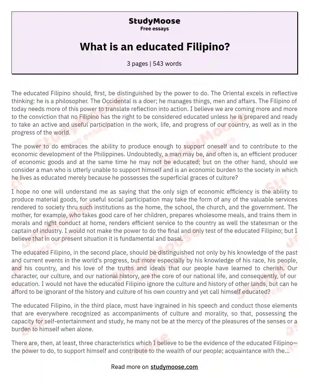 What is an educated Filipino? essay