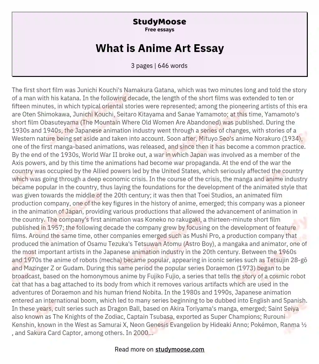 What is Anime Art Essay essay