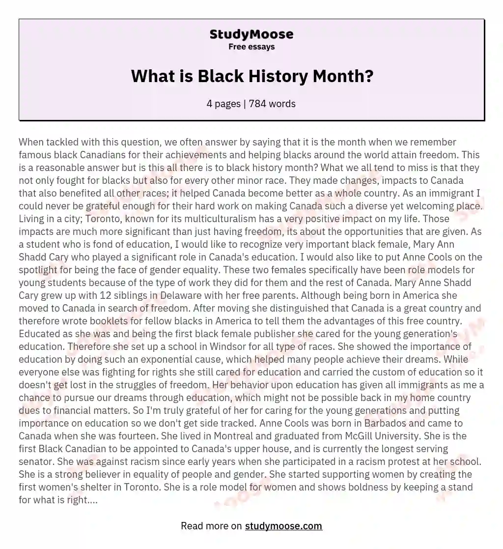 What is Black History Month? essay