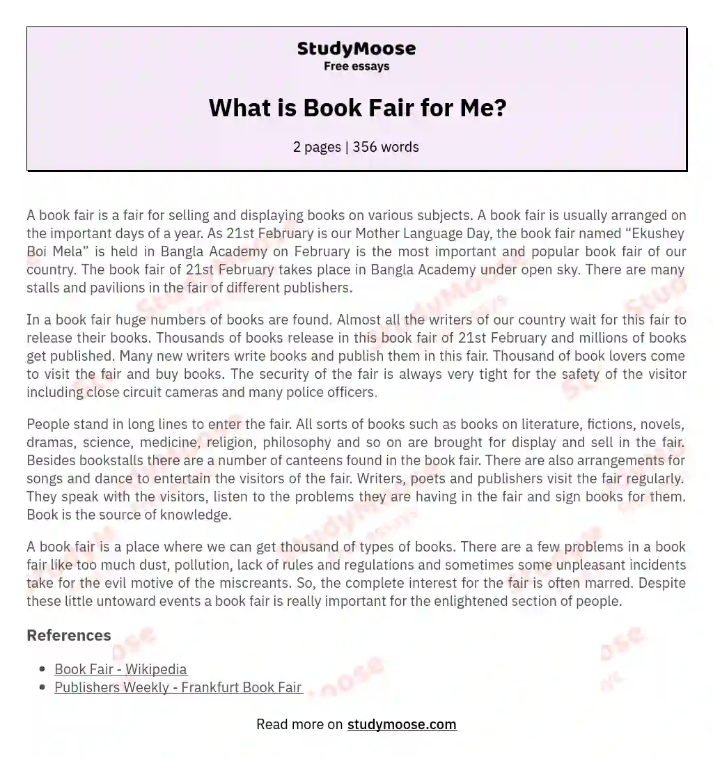 What is Book Fair for Me? essay