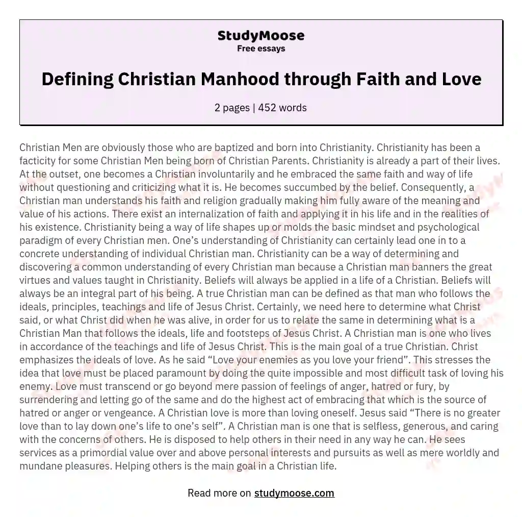 Defining Christian Manhood through Faith and Love essay