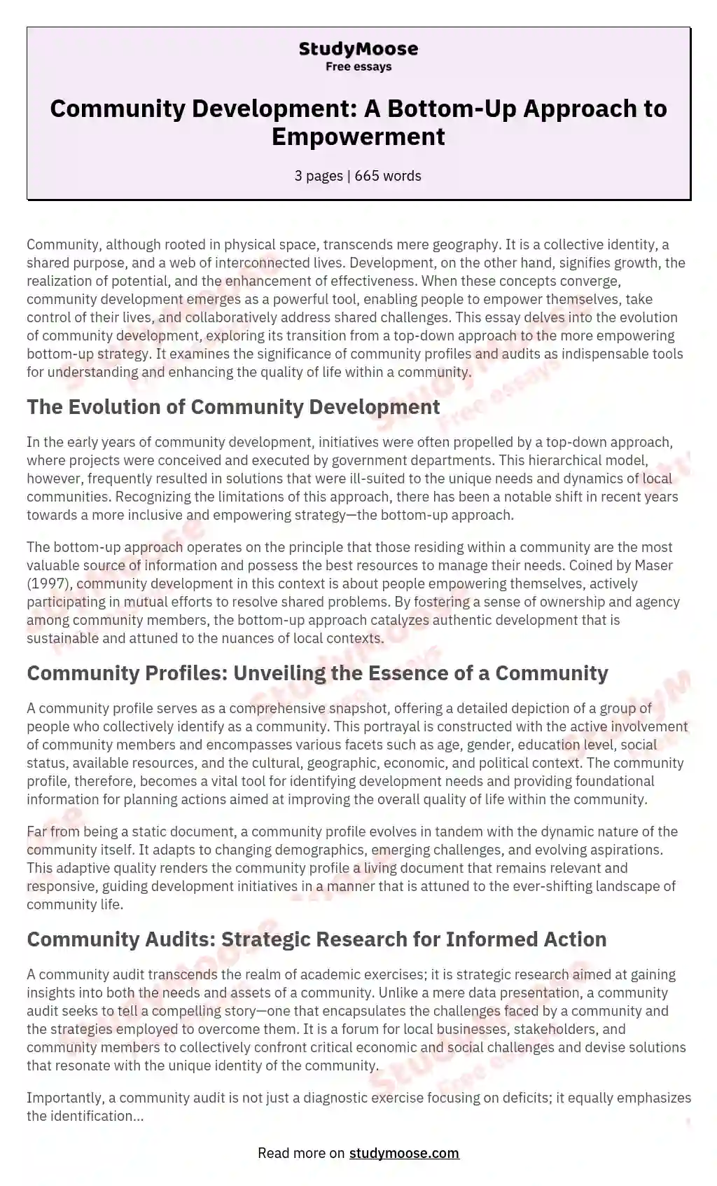 know your community essay