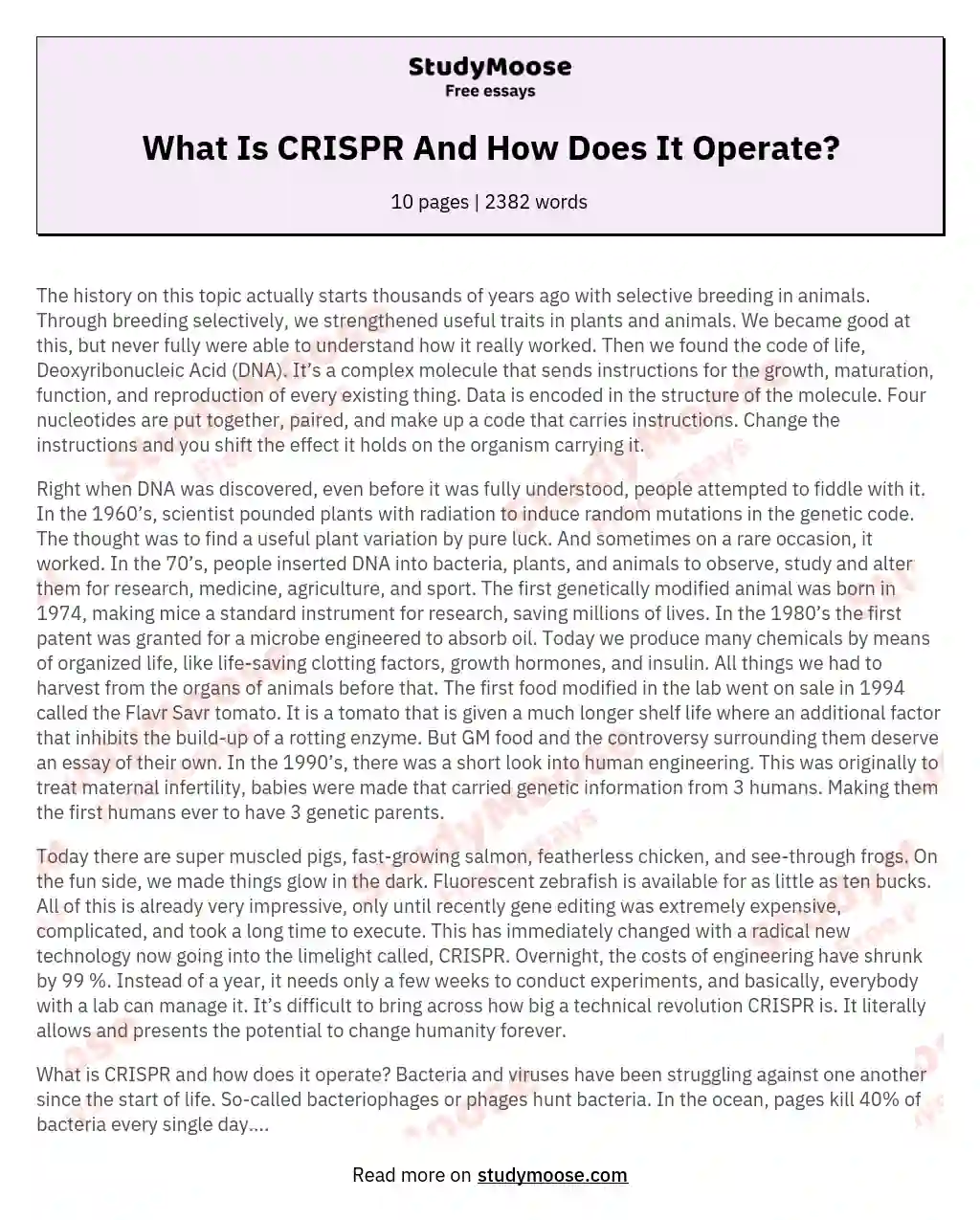 What Is CRISPR And How Does It Operate? essay