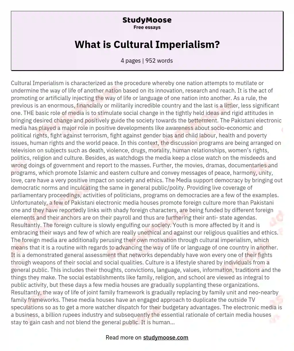 What is Cultural Imperialism? essay