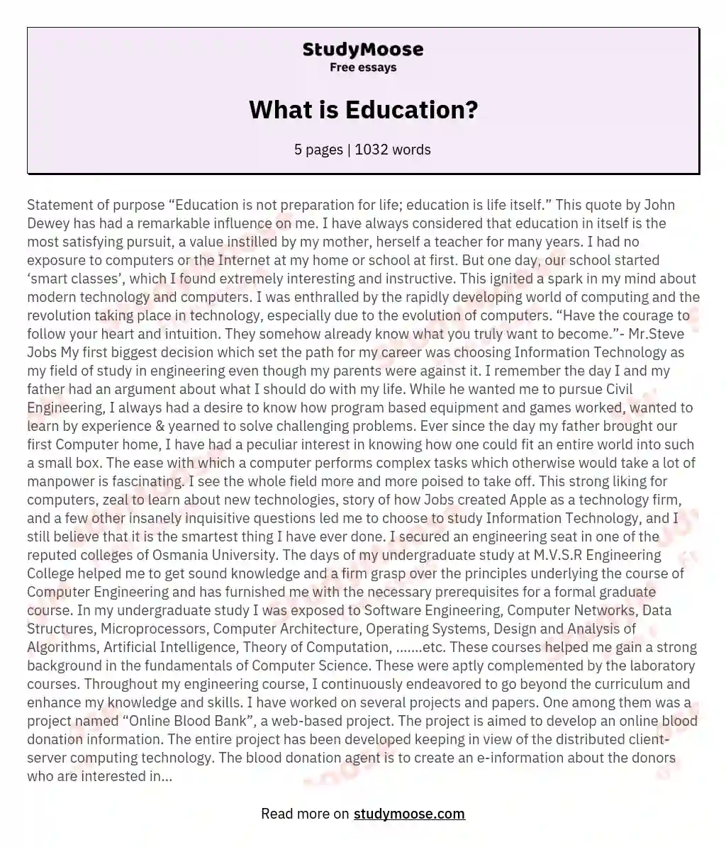 What is Education? essay