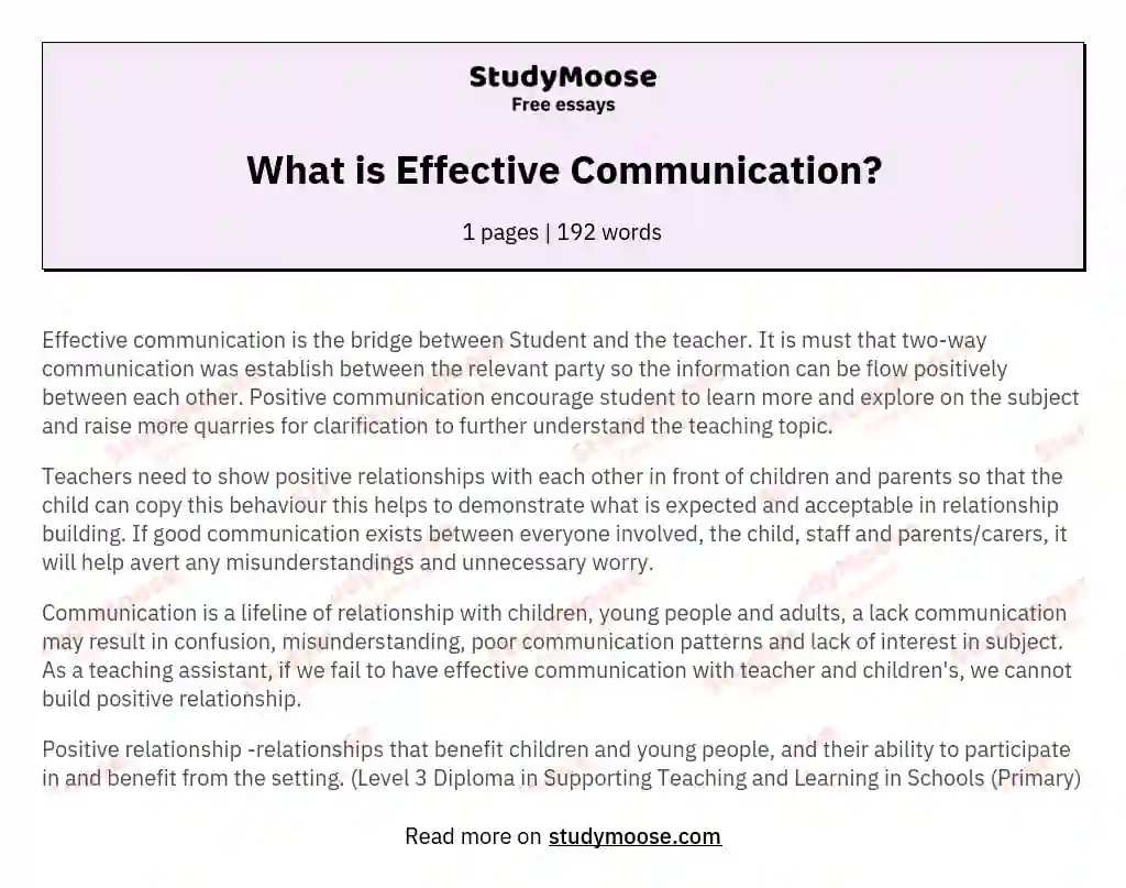 effective communication essay
