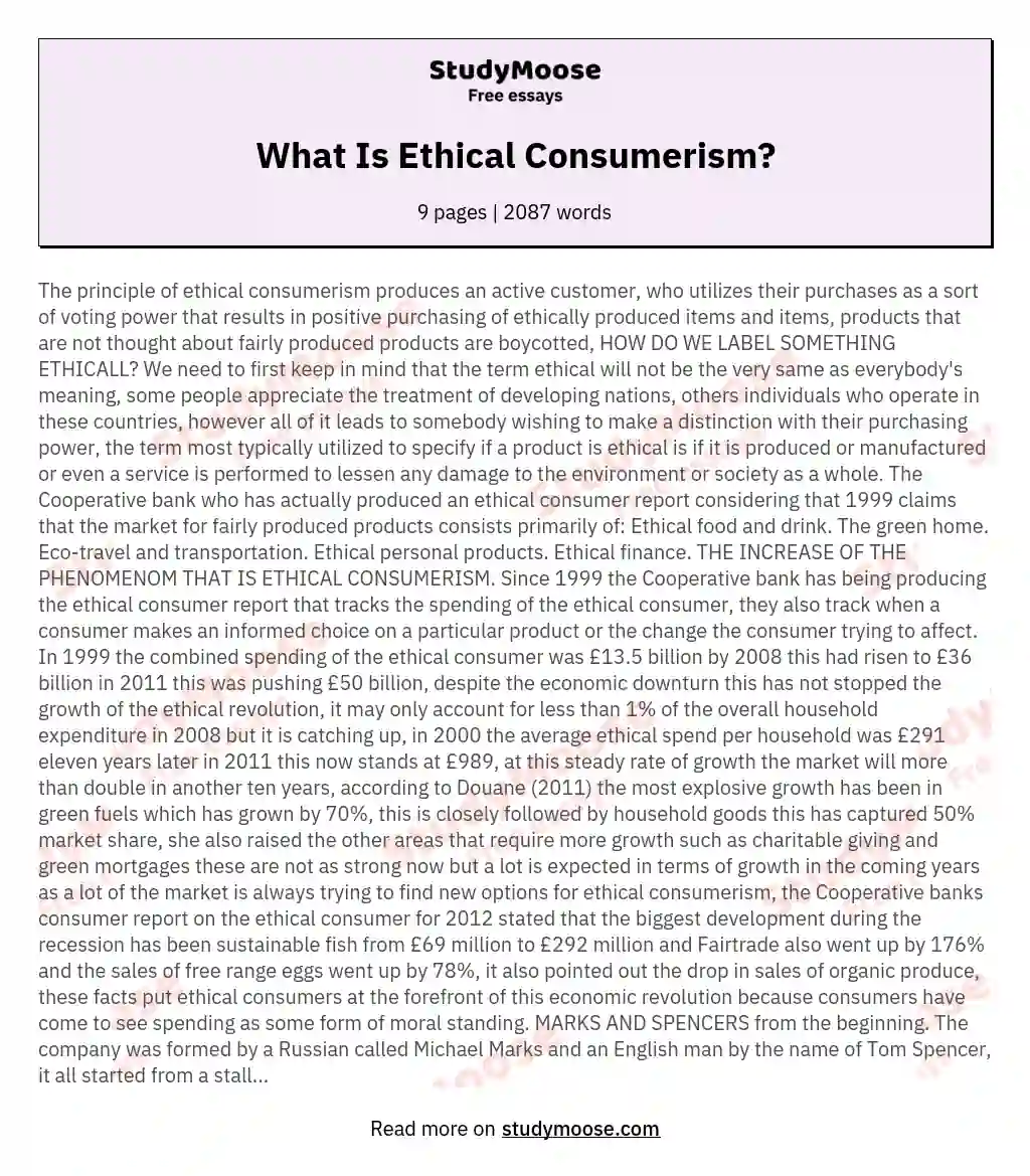 What Is Ethical Consumerism? essay
