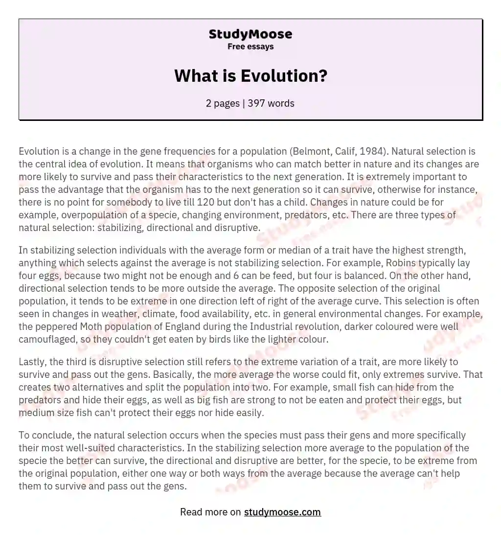 What is Evolution? essay