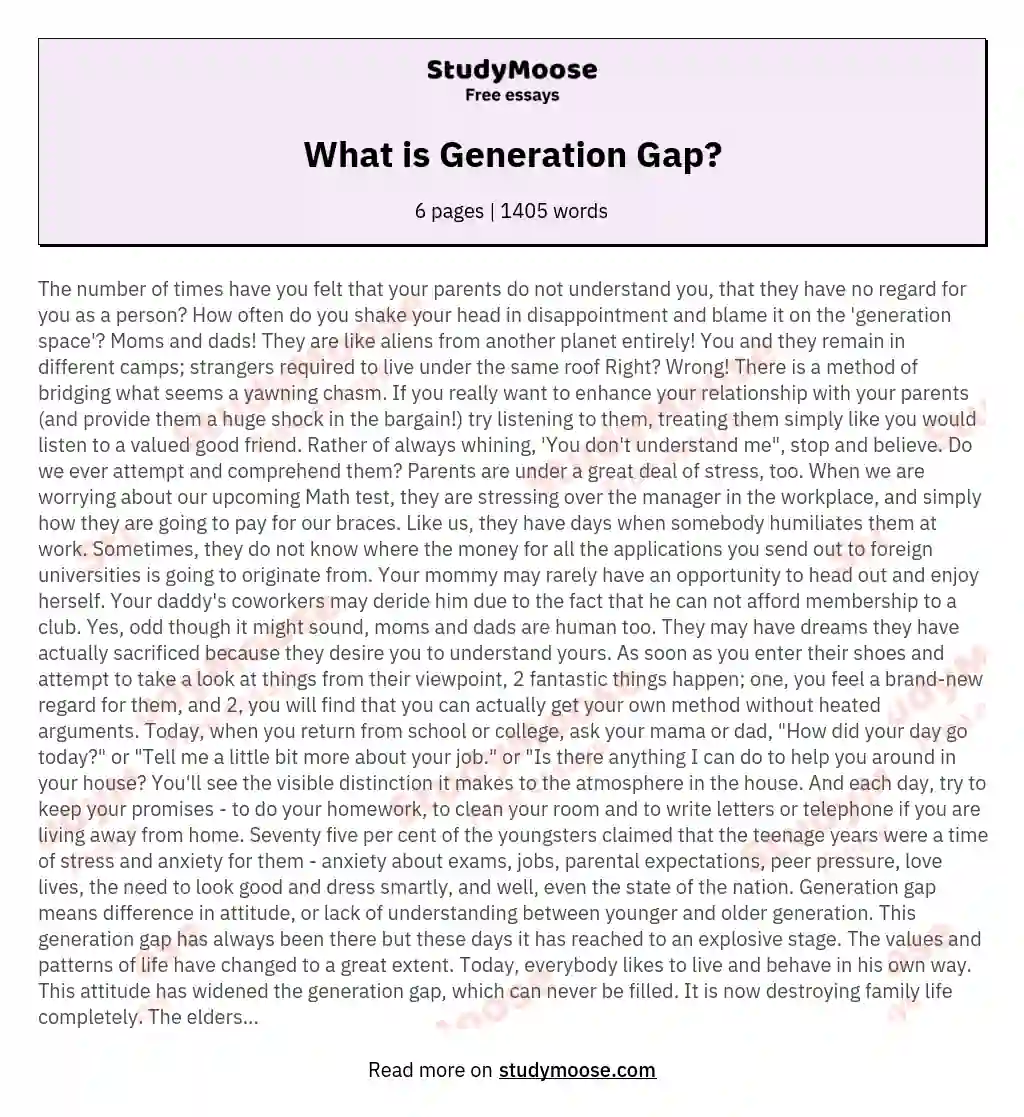 short essay on the topic generation gap