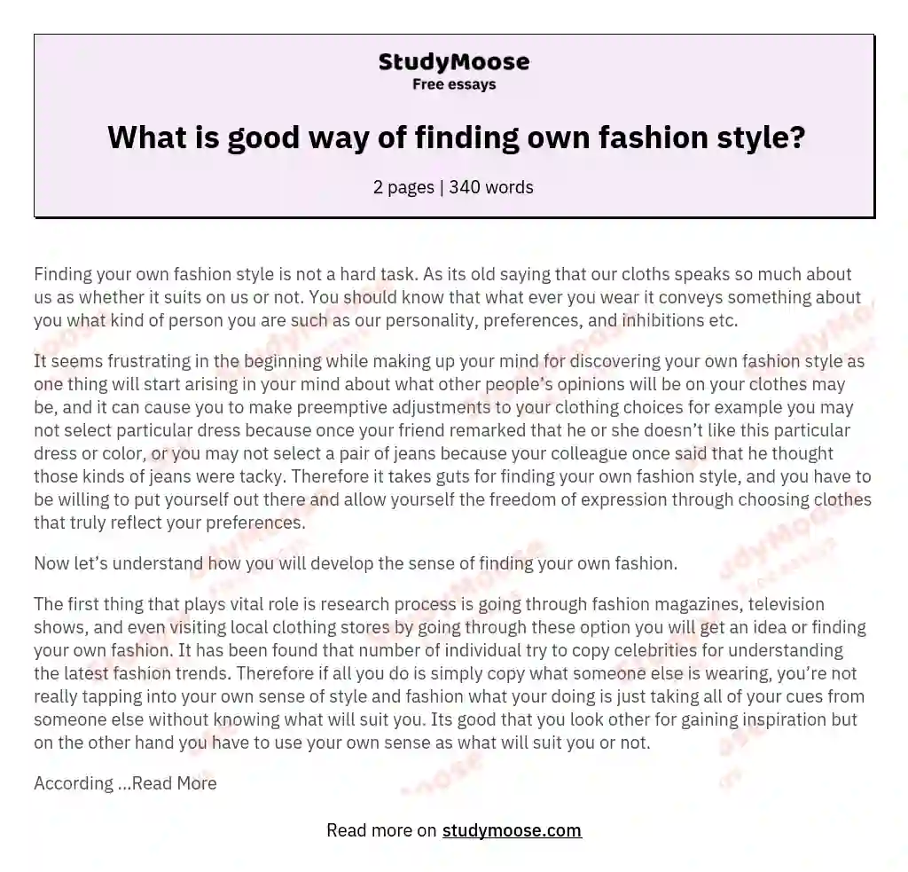 What is good way of finding own fashion style? essay
