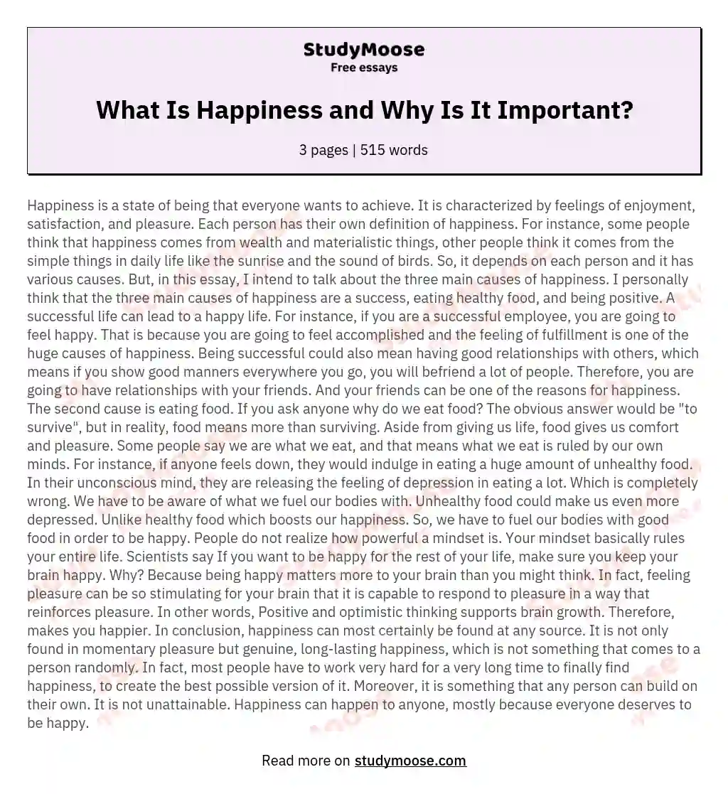 What Is Happiness and Why Is It Important? essay