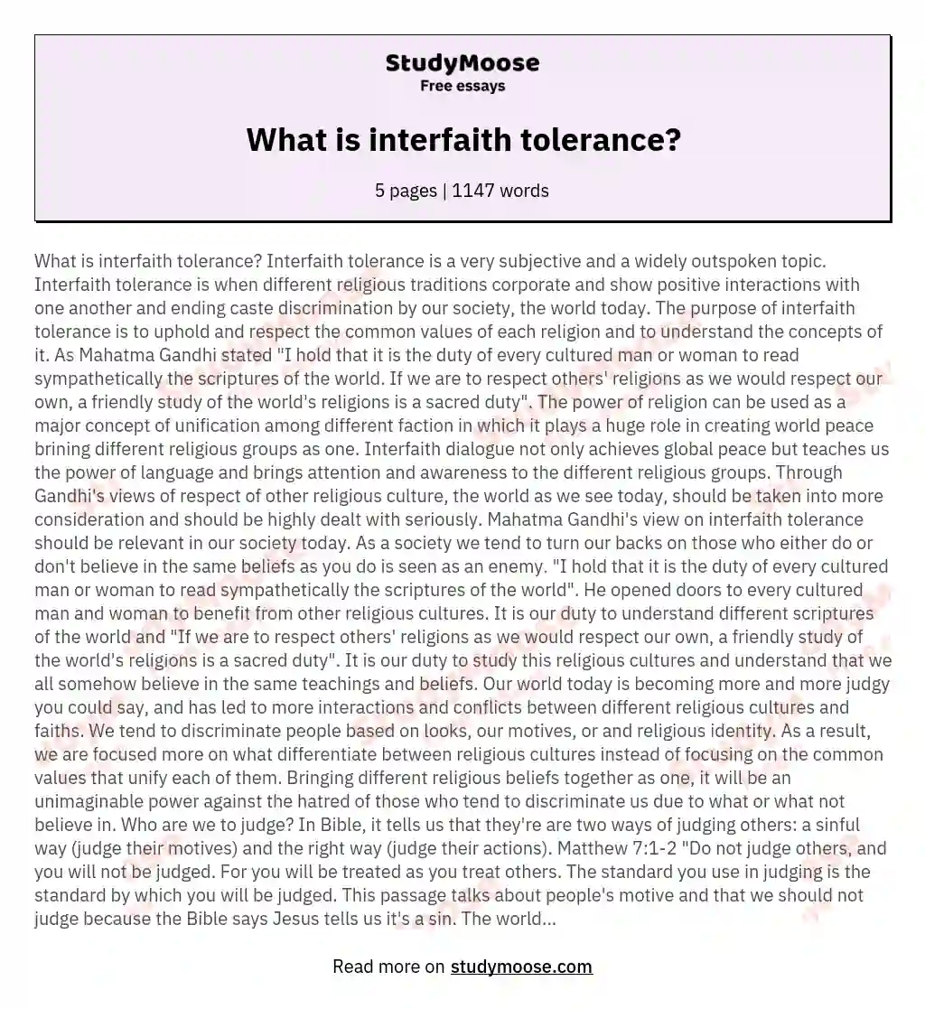 tolerance essay introduction