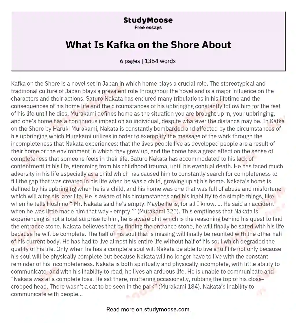 What Is Kafka on the Shore About essay