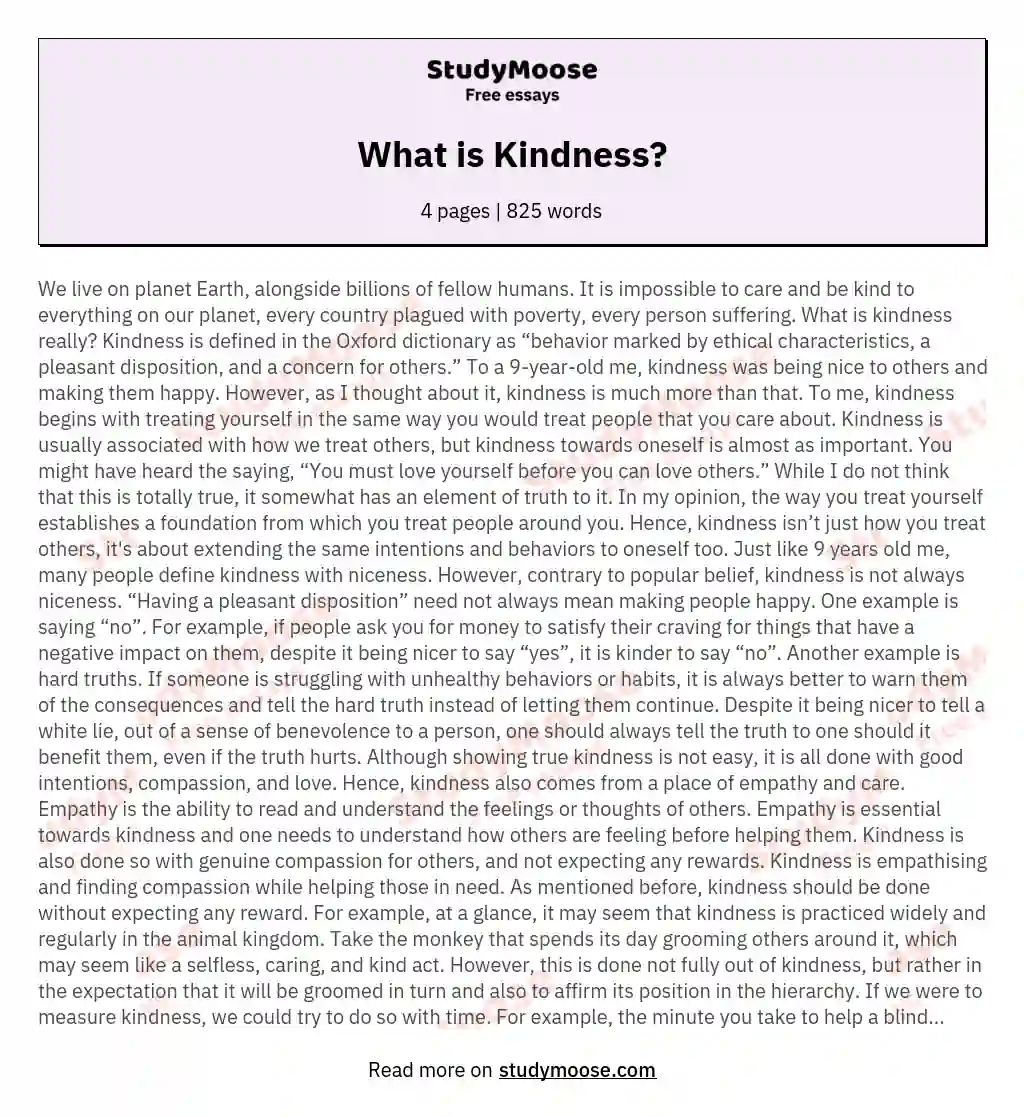 essay question for kindness