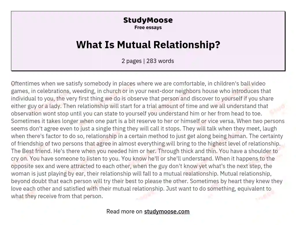What Is Mutual Relationship? essay