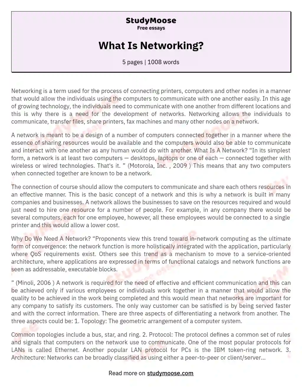 sample of networking essay