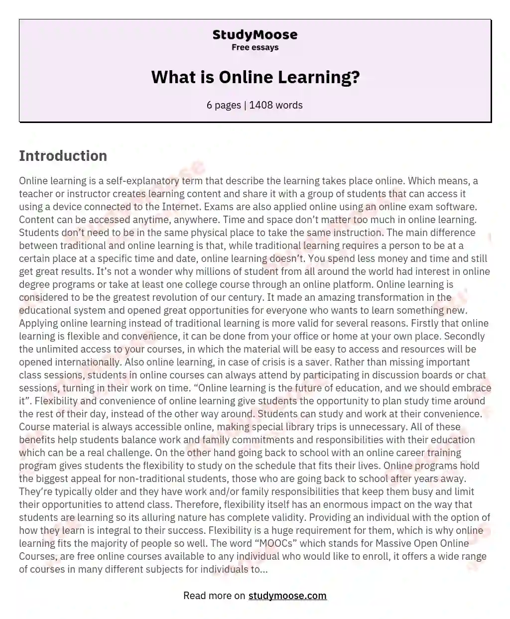 title for online learning essay