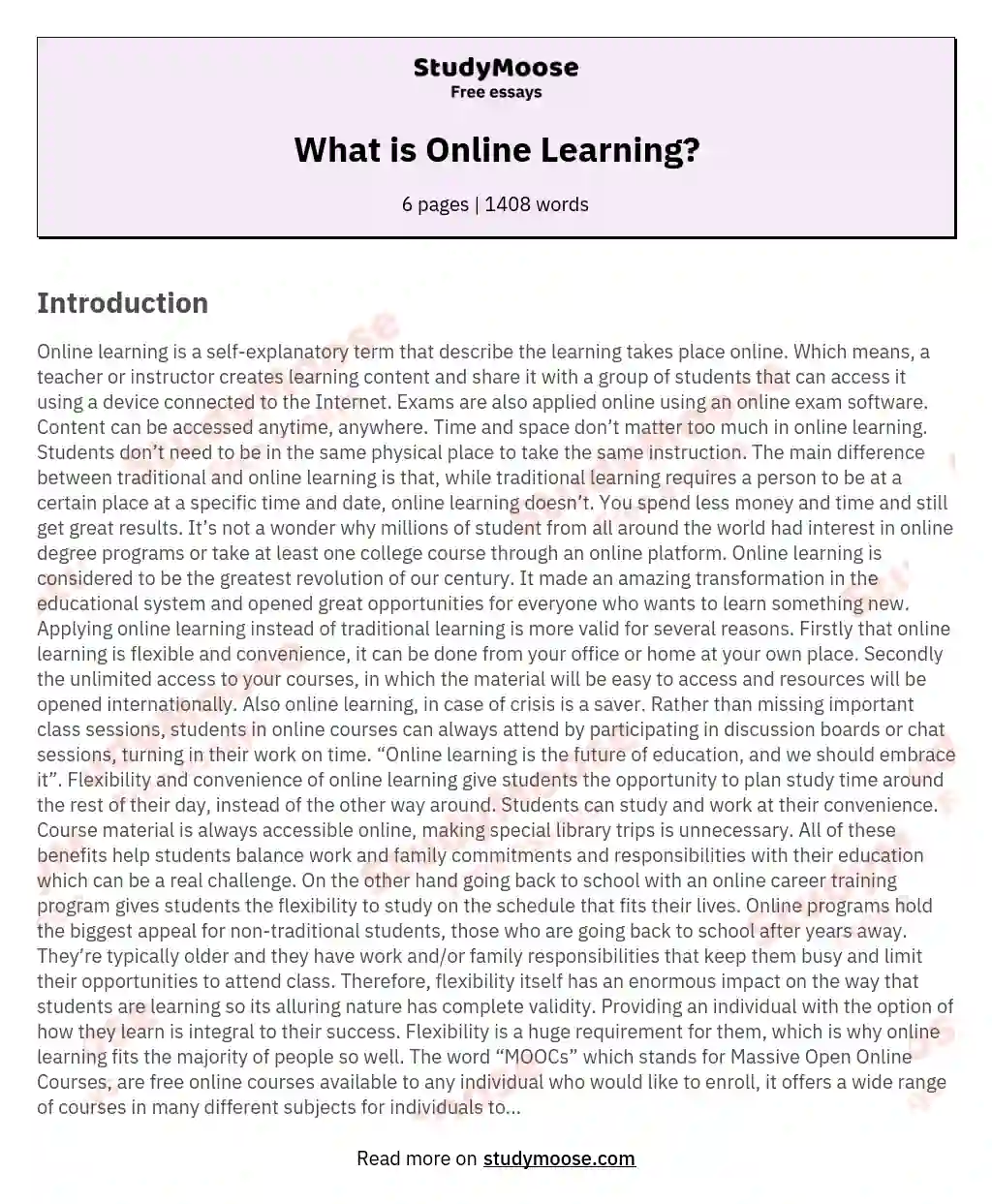 What is Online Learning? essay