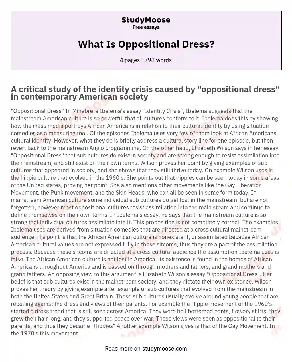 What Is Oppositional Dress?