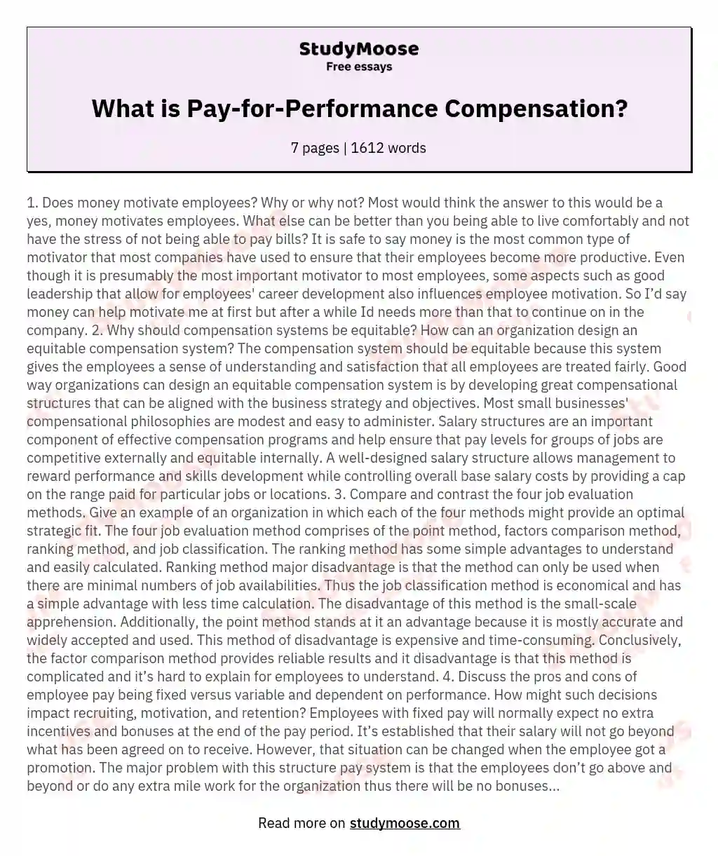 What is Pay-for-Performance Compensation?