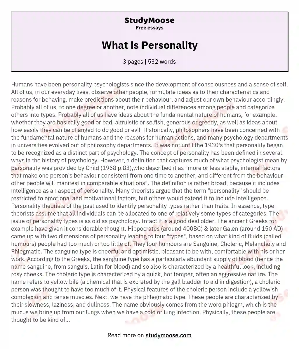 What is Personality essay